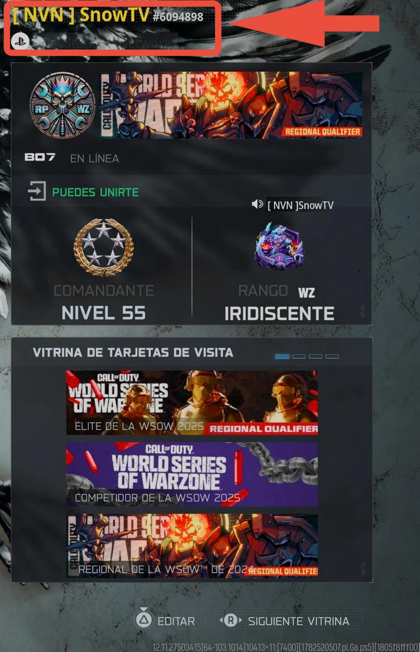 Captura completa del perfil de Warzone que lee la IA